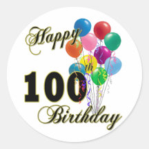 100th cadeaux d'anniversaire et habillement heureu autocollant
