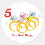 12 jours cinq anneaux d'or autocollant rond