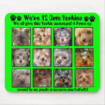 12 YORKIES MIGNONS - Mousepad a customisé - 4 patt Tapis De Souris