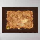 1580 de oude Kunst van de Kaart van de Wereld op p Poster