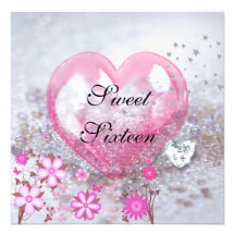 16ème fête d'anniversaire de SWEET SIXTEEN rose Invitation Personnalisée
