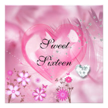 16ème fête d'anniversaire de SWEET SIXTEEN rose Faire-parts