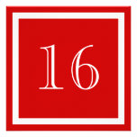 16ème Invitation de fête d'anniversaire - rouge