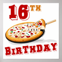 16ème Partie de pizza d'anniversaire Affiche
