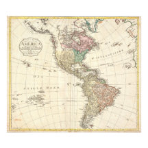1796 Kaart Mannert van het Noorden en Zuid-Amerika Foto Print