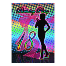18ème Invitation de fête d'anniversaire, néon avec