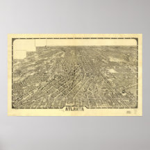 1919 Atlanta, de Panoramische Kaart van de Mening  Poster
