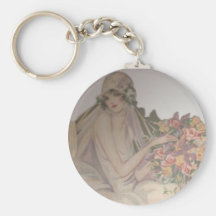 1920 belles jeunes mariées vintages porte-clés