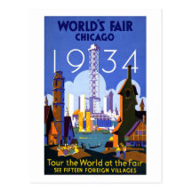 1934 Eerlijk Chicago van de Wereld Wenskaarten