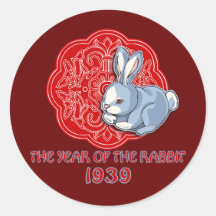 1939 l'année des cadeaux de lapin autocollants ronds