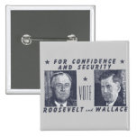 1940 vote Roosevelt + Wallace, gris Pin's Avec Agrafe