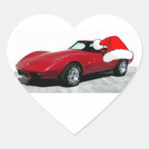 1979 het Rode Korvet van Kerstmis Hartvormige Stickers