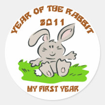 2011 ans du bébé de lapin autocollants ronds
