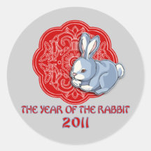 2011 l'année des cadeaux de lapin adhésifs ronds