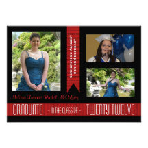 2012 faire-part noir et rouge de classe de diplômé