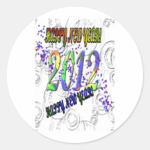 2012 Gelukkig Nieuwjaar! Ronde Sticker