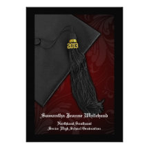 2013 de Rode/Kastanjebruine en Zwarte Afstuderen v Custom Uitnodigingen