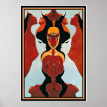 20 visages - grande toile de beaux-arts tribaux de