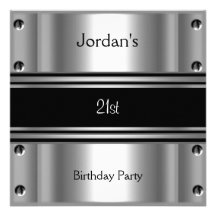 21ème argent de noir en métal de fête d'anniversai faire-parts