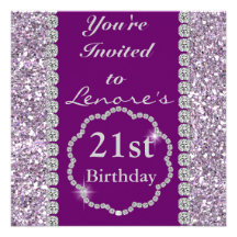 21ème Invitation POURPRE de fête d'anniversaire de