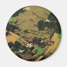 23. 池辺群虫図, êtres vivants de 若冲 avec l'étang, Jakuc Magnets Pour Réfrigérateur