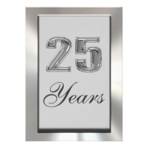 25 ans d'invitation argentée d'anniversaire