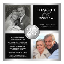 25ème Invitations d'anniversaire avec 2 photos