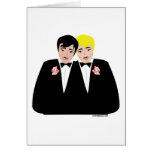 2 mariés (cheveux blonds et noirs) cartes de vœux