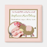 2"" rose de la ferme d'Abby d'aimant du faire-part