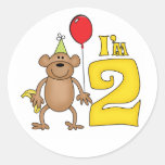 2ème anniversaire de singe drôle autocollants