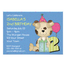 2ème chiot d'anniversaire de coutume invitation personnalisée