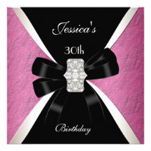 30ème anniversaire de blanc noir rose invitations