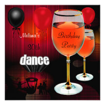 30ème Ballons en verre de danse de vin rouge d'ann Invitations Personnalisées