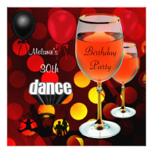 30ème Ballons en verre de danse de vin rouge d'ann Invitations
