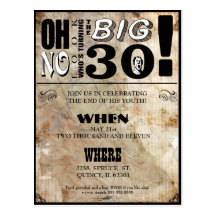 30ème Invitations de fête d'anniversaire Cartes Postales