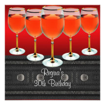30ème Verre de vin rouge d'anniversaire Faire-parts