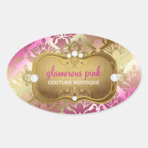 311 betoverend Gouden Roze Damast Ovaalvormige Stickers
