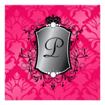 311 het Roze Damast van La van La Ooh Custom Uitnodging