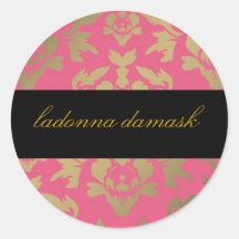 311 het Roze van het Damast Ladonna Ronde Sticker