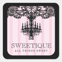311 rayures roses de Sweetique et lustre de dentel Autocollants