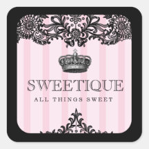 311 rayures roses et dentelle de Sweetique Sticker Carré