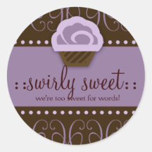 311 Zoete Paarse Chocolade Swirly Ronde Sticker
