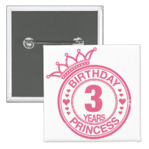 3 ans - princesse d'anniversaire - rose badges