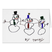 3 bonhommes de neige cartes de vœux