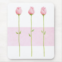 3 boutons de rose roses Mousepad Tapis De Souris