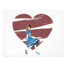 3D Alice et coeur rouge Invitation Personnalisée