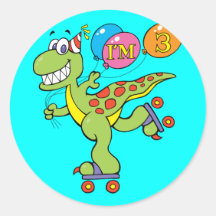 3ème Dinosaure d'anniversaire Autocollants