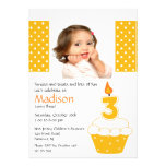 3ème invitation d'anniversaire de photo orange de 