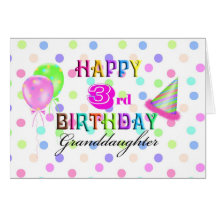 3ème Petite-fille d'anniversaire Cartes De Vœux