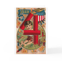 4 juillet - carte vintage d'art